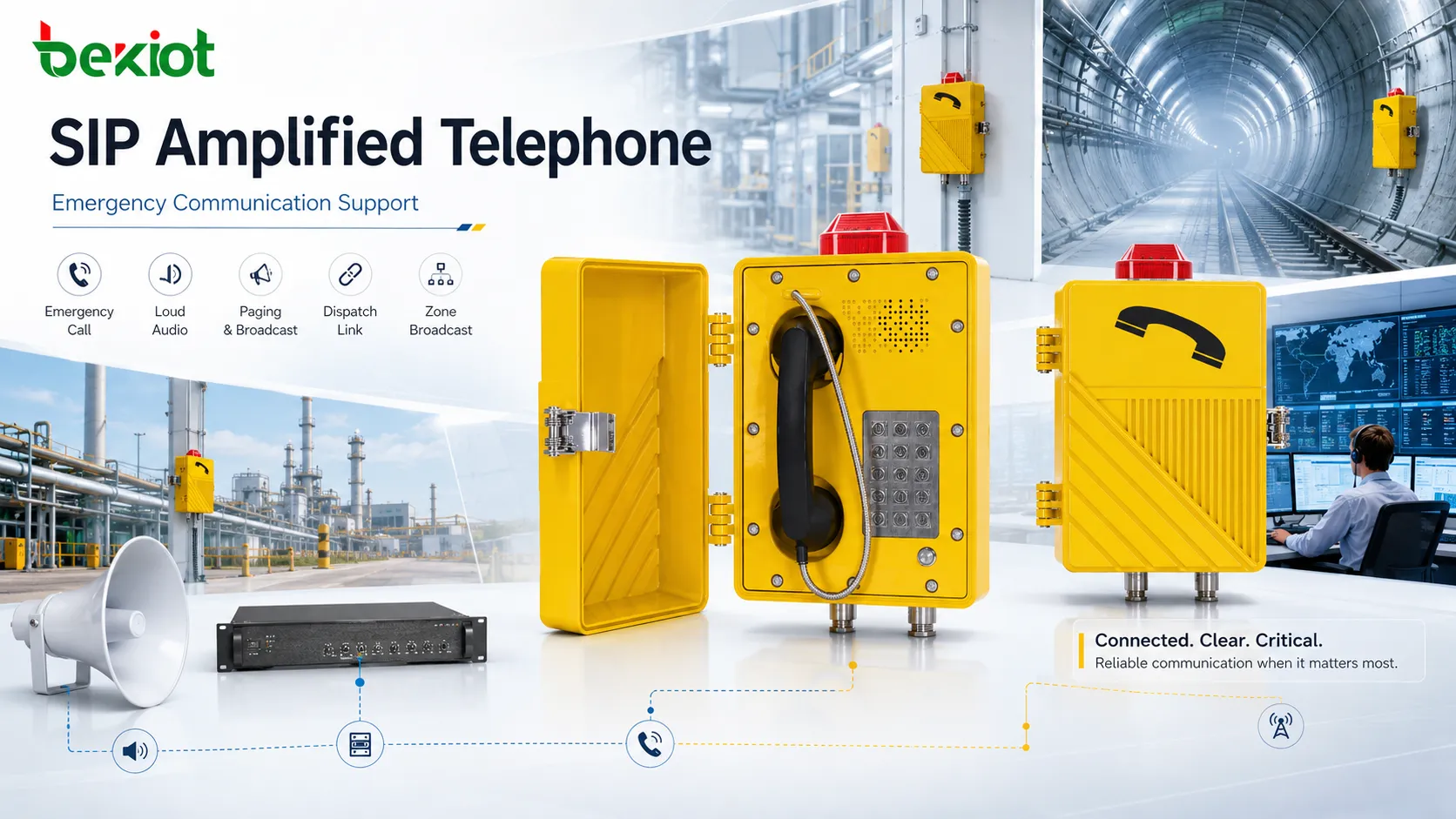 ¿Qué capacidades de apoyo a la comunicación de emergencia ofrece un teléfono SIP amplificado?
