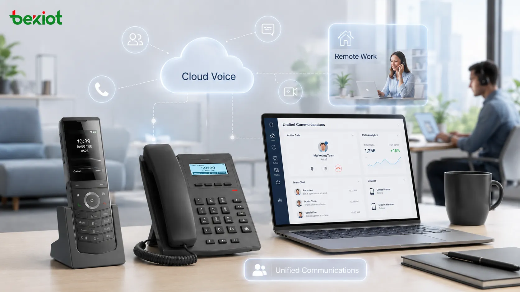 Plataforma de software VoIP con automatización mediante IA para enrutamiento inteligente, transcripción en directo, analítica de llamadas y modernización del centro de contacto