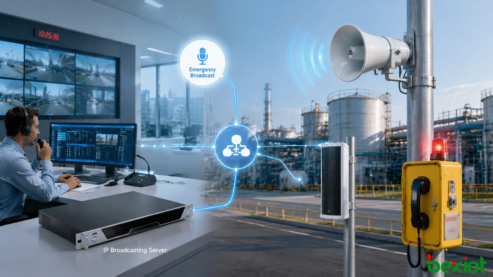 Plataforma de audio de red integrada con sistemas de comunicación de emergencia y comando industrial