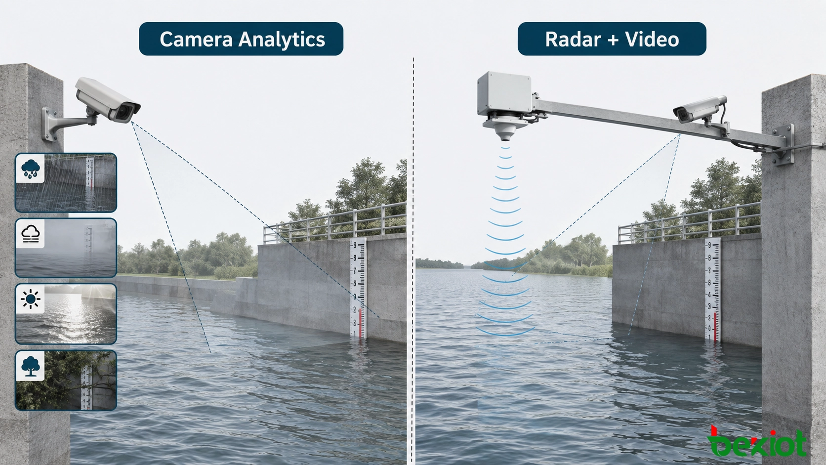 Comparación del monitoreo del nivel de agua basado en cámara y en radar en un canal de río