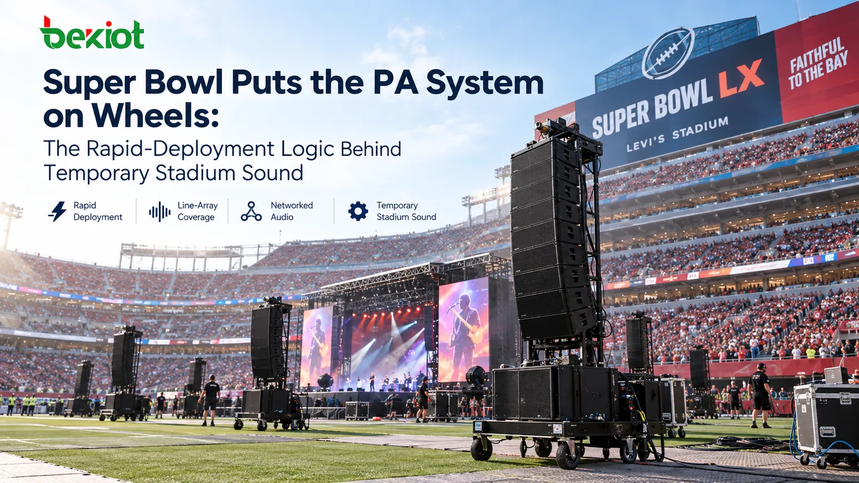 El Super Bowl pone el sistema PA sobre ruedas: la lógica de despliegue rápido detrás del sonido temporal para estadios