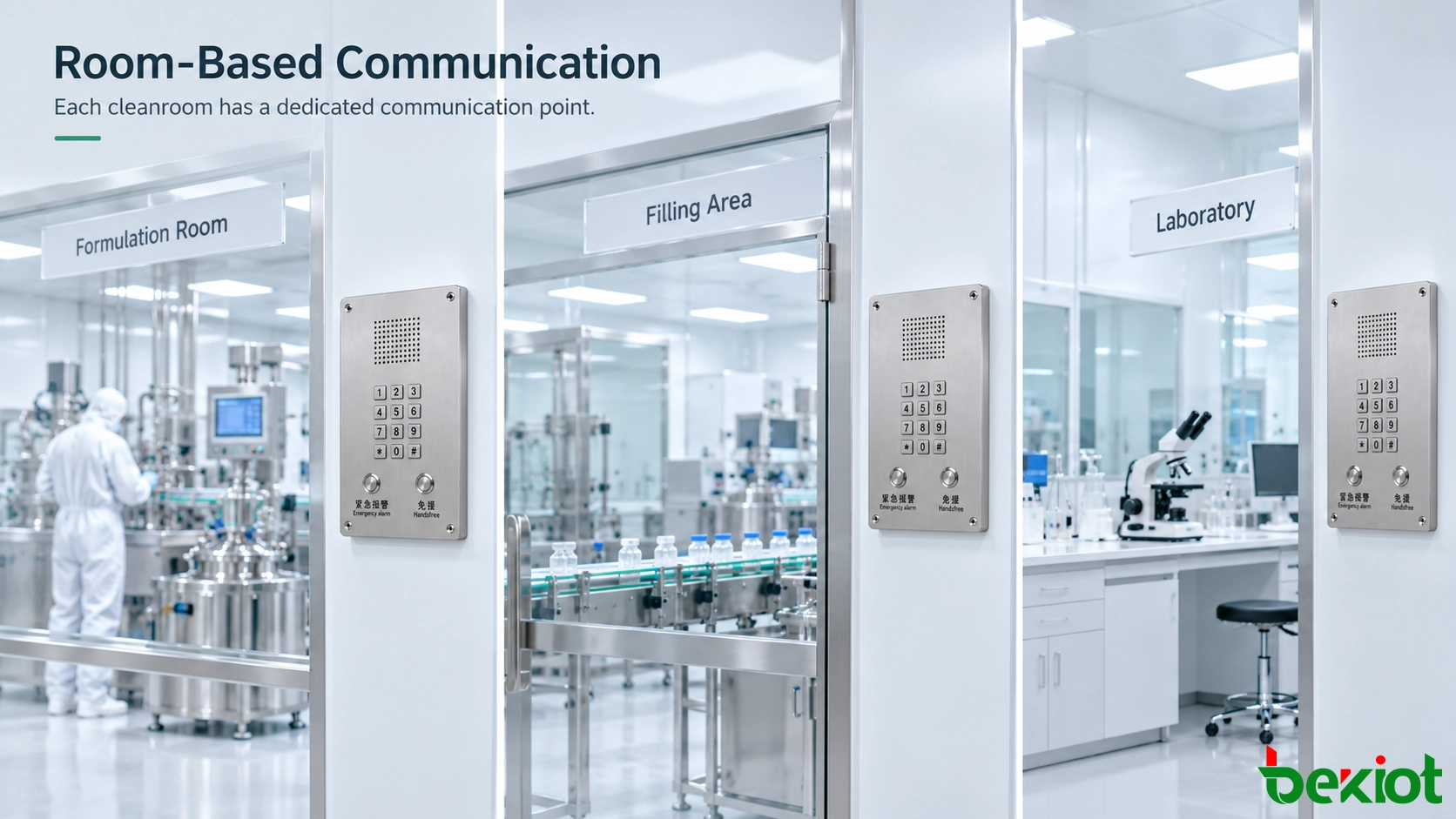Puntos de comunicación telefónica en áreas de producción controladas