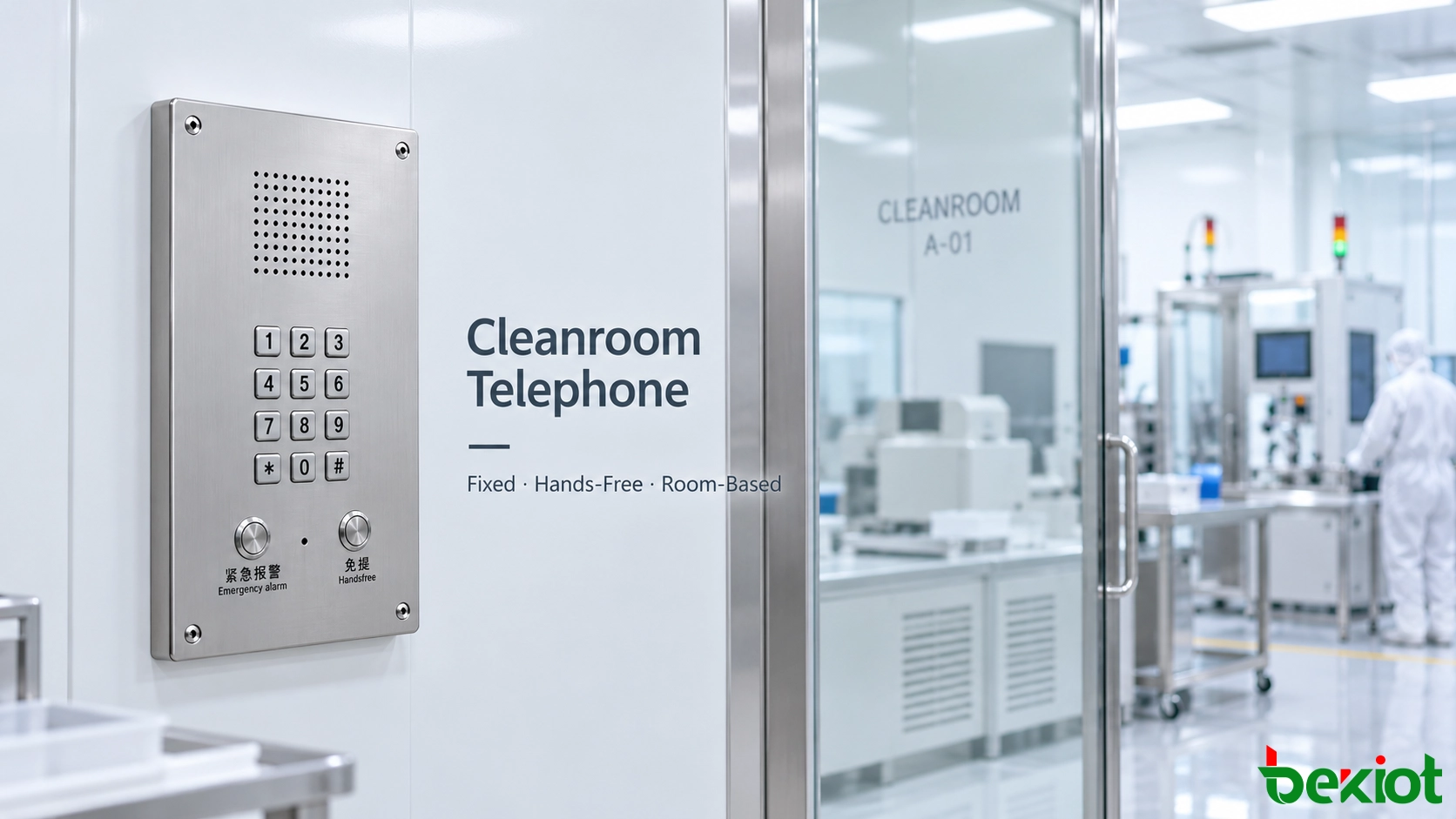 Teléfono fijo para sala limpia comparado con un teléfono de escritorio convencional