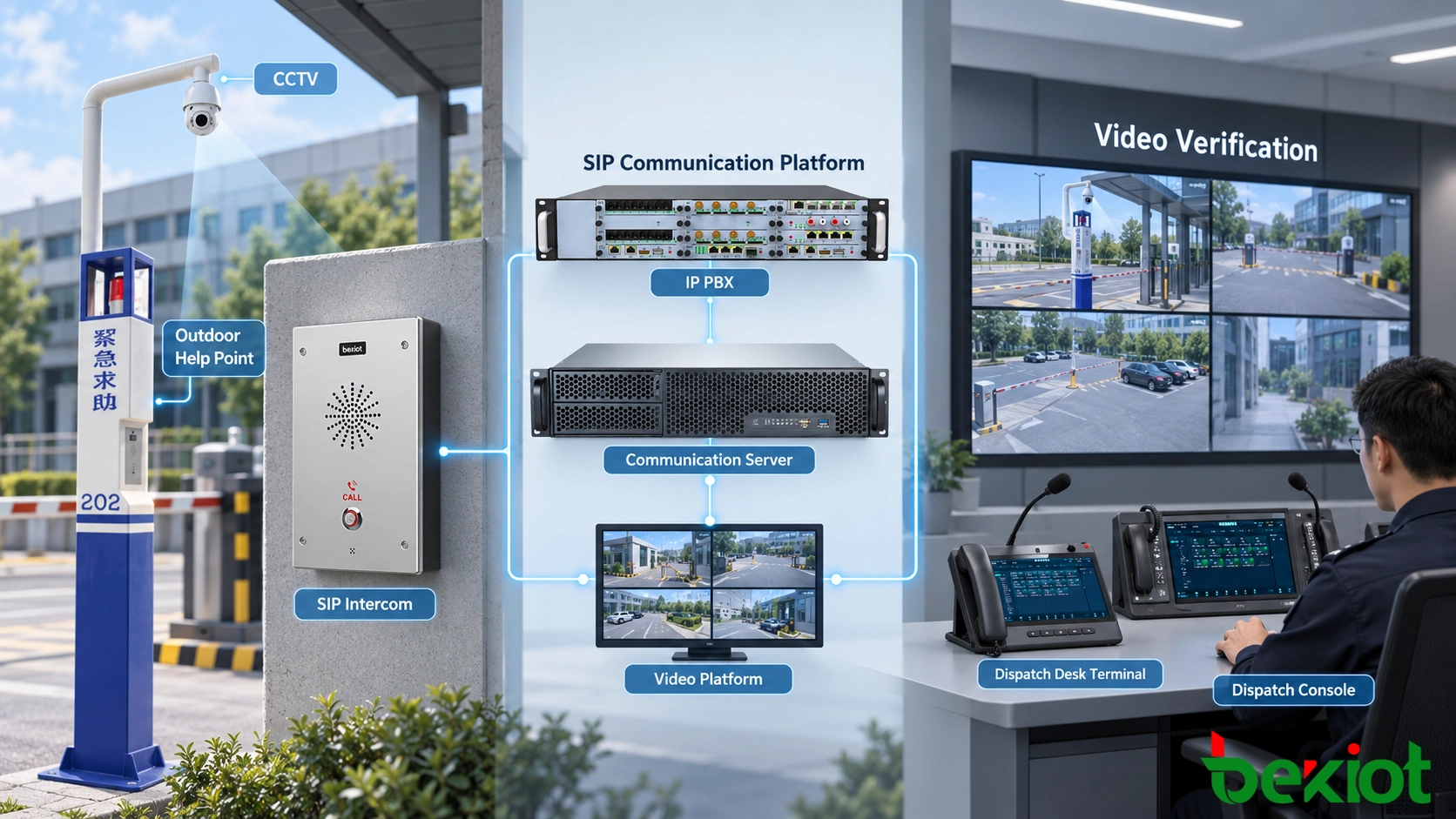 Intercomunicador SIP de emergencia integrado con un sistema de verificación visual CCTV