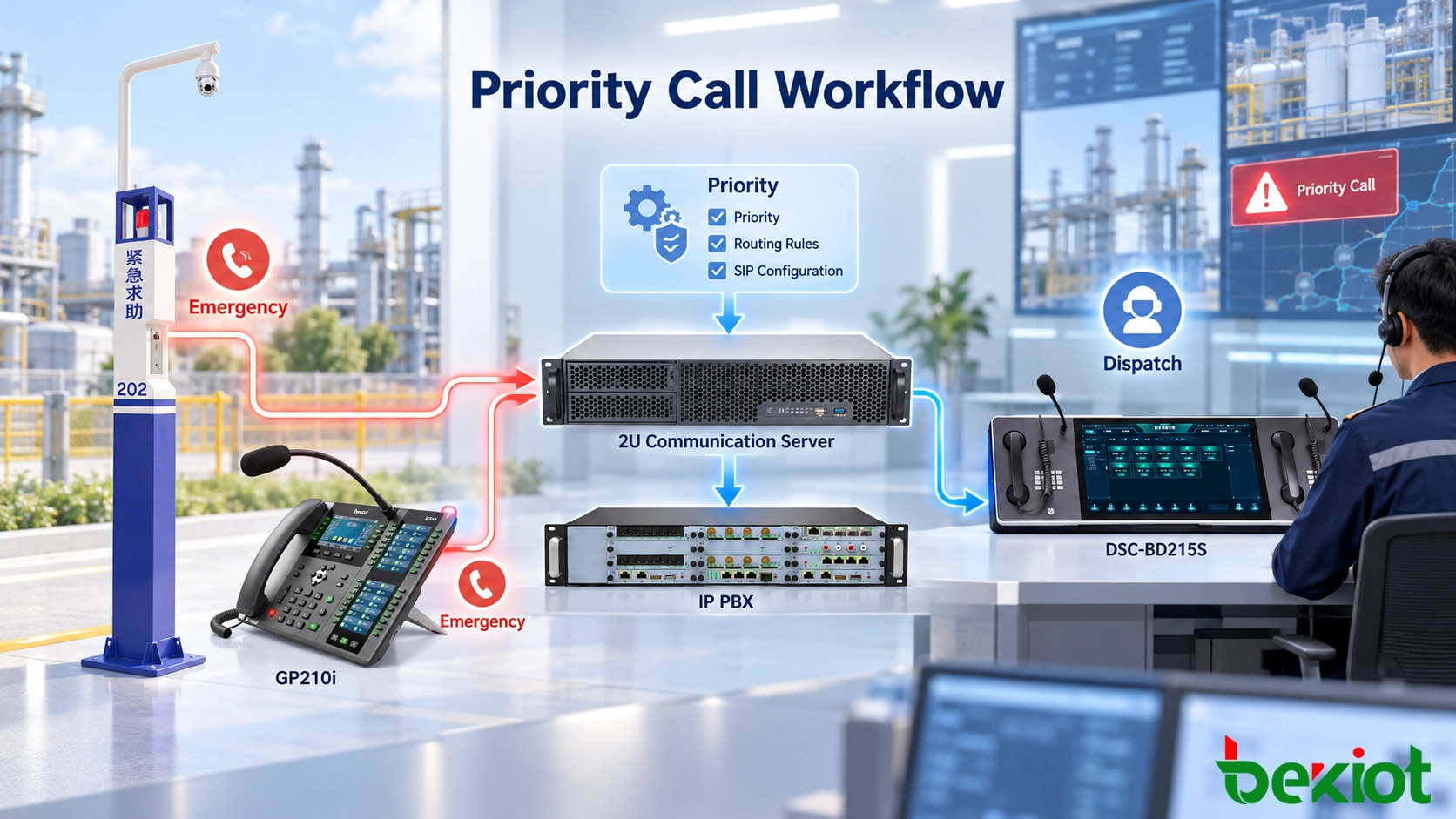 Flujo de trabajo de configuración de llamadas prioritarias en intercomunicador de emergencia SIP